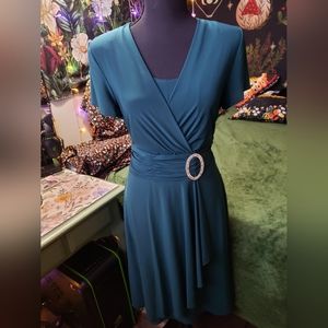 Beautiful teal cascade midi dress